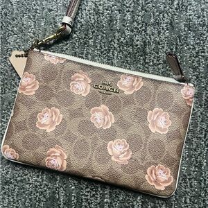 Coach Brown Floral Wristlet